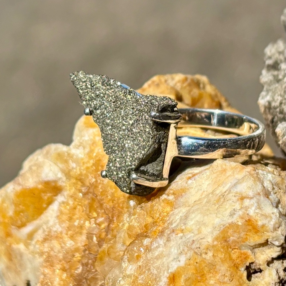Rainbow Pyrite Druzy Ring - Picture 6 of 14